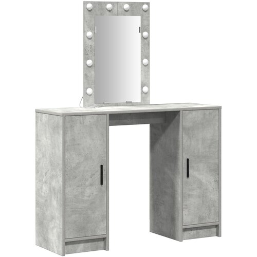 VidaXL Make-up Miza z LED Svetlobami Betonsko Siva 102x33x135 cm, (22008790) Slike