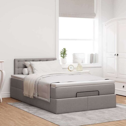 VidaXL otomanski okvir kreveta s madraca smeđesivi 120x200cm tkanine Slike