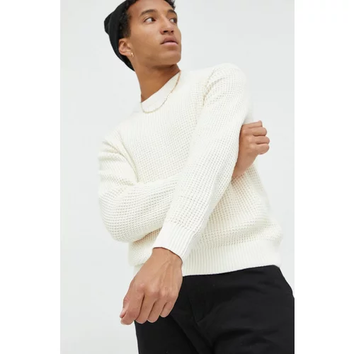 Abercrombie & Fitch Bombažen pulover moški, bela barva,