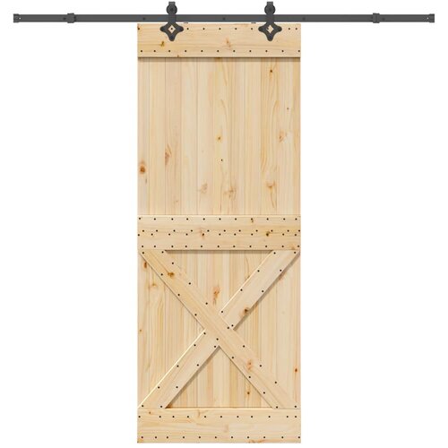 vidaXL Drsna vrata s kompletom vodil 90x210 cm trdna borovina Cene