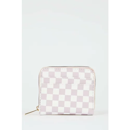 Defacto Women's Checkerboard Patterned Faux Leather Wallet