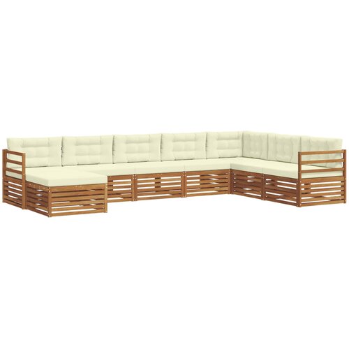  Set vanjskih sofa 8 kom. Prirodna i krem Čvrsto drvo akacije 404 x 245,5 x 73 cm Slike