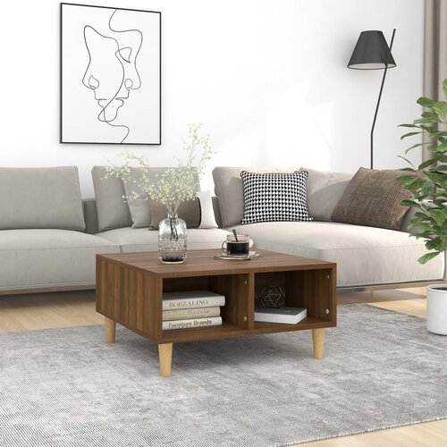 The Living Store Klubska mizica rjavi hrast 60x60x30 cm iverna plošča - Klubska Mizica, (21572966) Cene