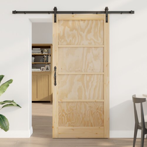 vidaXL Drsna vrata s kompletnim sklopom 93x202 cm iz trdega borovega lesa, Notranja vrata Cene