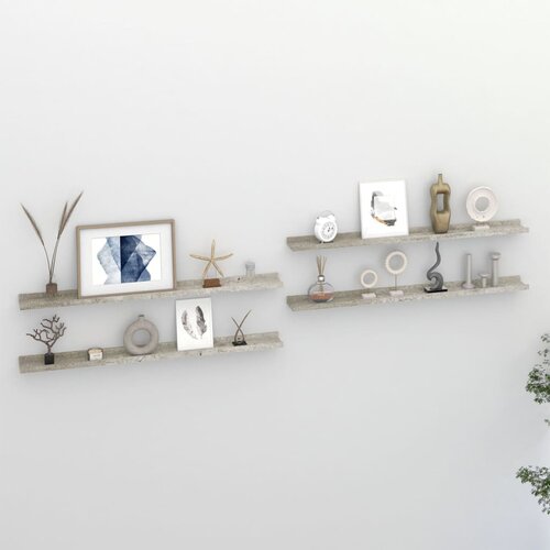 VidaXL Zidne police 4 kom siva boja betona 100 x 9 x 3 cm Slike