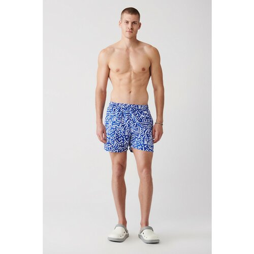 Avva Men's Blue Quick Dry Geometric Printed Standard Size Special Box Swimsuit Sea Shorts Slike