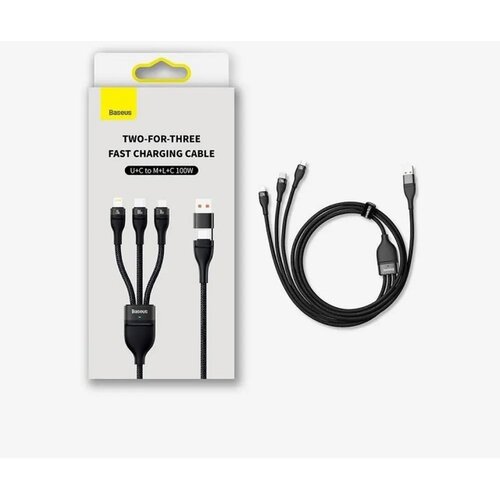 Baseus USB kabel 3u1 Flash Series II USB A to Micro + Lightning 8-pin + Type C 100W 1.2m plavi Slike