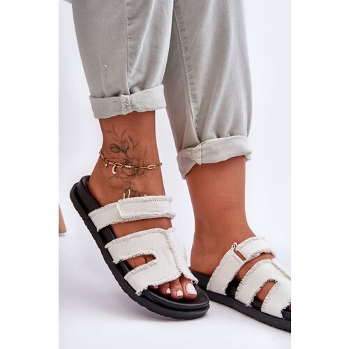 Kesi Women's fabric sandals with white trim Lamirose Cene