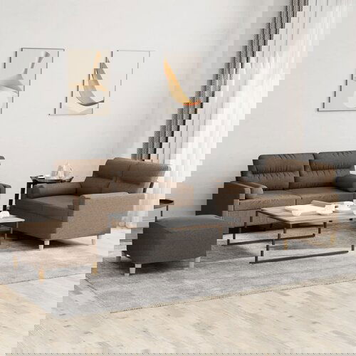 vidaXL Sedežna garnitura 3-delna z vzglavniki rjavo blago Cene