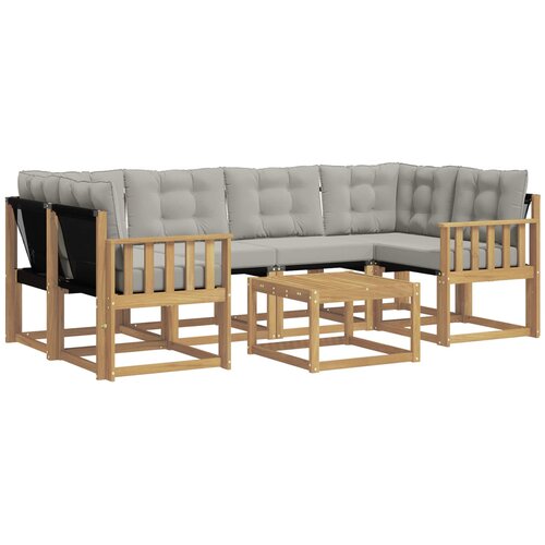 vidaXL Zunanja garnitura za sedenje 7 pcs Bela in svetlo siva, (5000281706) Cene