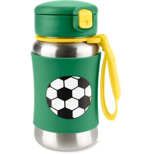 Skip Hop Spark Style Straw Bottle steklenica za vodo iz nerjavnega jekla s slamico Fotbal 12 m+ 350 ml