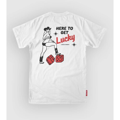 Loose Riders Here To Get Lucky Tech Tee white Cene