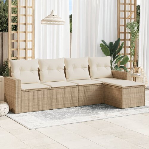 vidaXL 5-dijelni vrtni set sofa s jastucima bež od poliratana Cijene