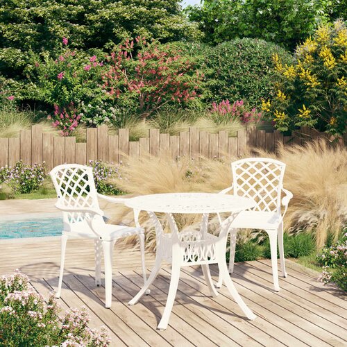  3-dijelni bistro set od lijevanog aluminija bijeli Cene