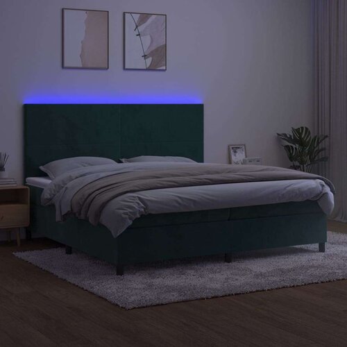  Krevet box spring s madracem LED tamnozeleni 200x200 cm bar&amp;scaron;un Slike