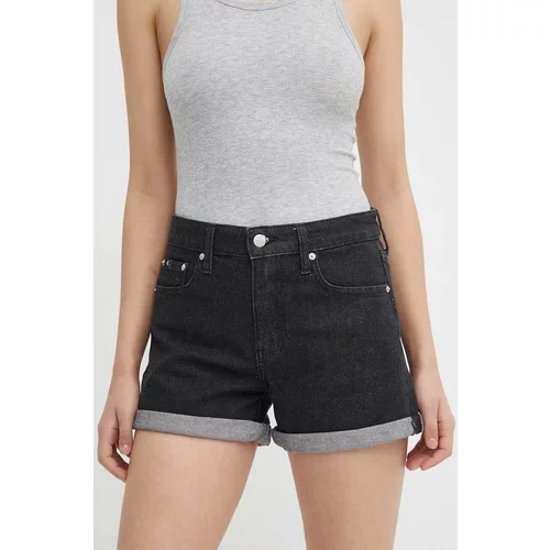 Calvin Klein Jeans Traper kratke hlače za žene, boja: crna, bez uzorka, visoki struk, J20J222808