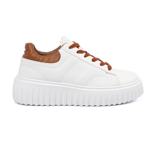 Shelvt White sneakers with brown inserts Slike