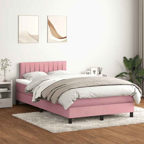 Box Spring krevet s madracem i LED ružičasti 120x220 cm samt Slike