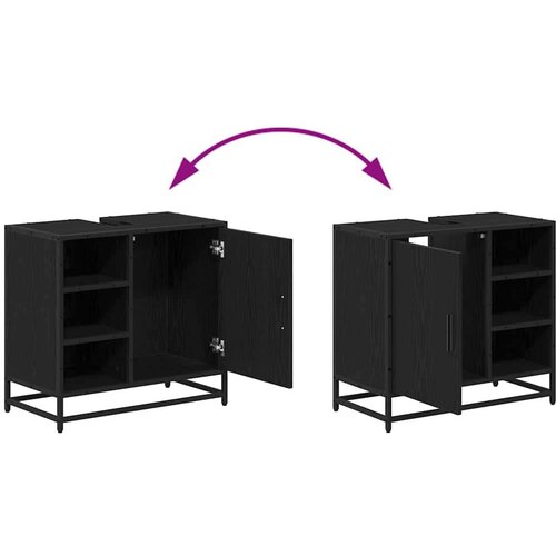 vidaXL Komplet pohištva za kopalnico 4 pcs Črni hrast 65 x 33 x 60 cm Cene