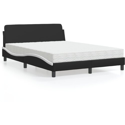 VidaXL Krevet s madracem crno-bijeli 120 x 200 cm od umjetne kože Slike