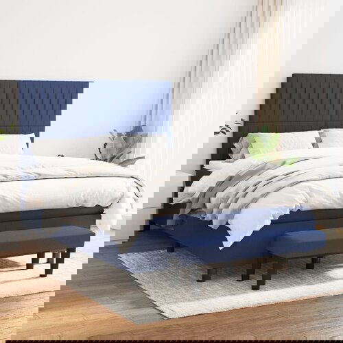  The Living Store Box spring postelja z vzmetnico modra 140x200 cm blago - Box Spring Postelja, (21514576) Slike