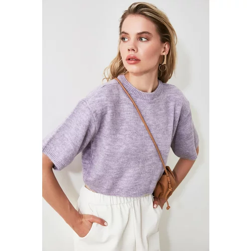 Trendyol Lila Crop Knit Sweater