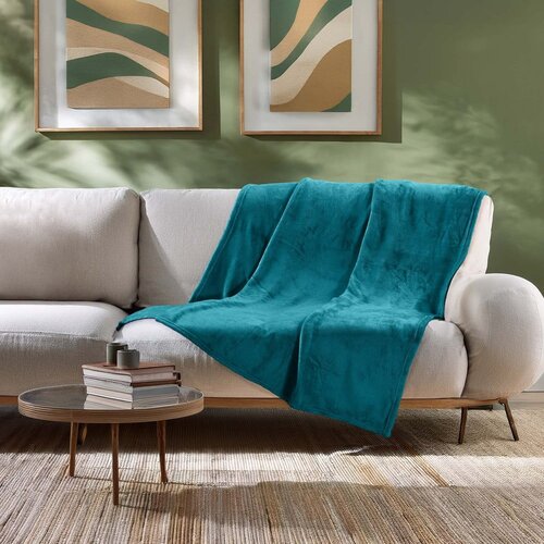 Douceur d int&amp;eacute;rieur Plava deka od mikroflanela 125x150 cm Flanou &amp;ndash; Slike