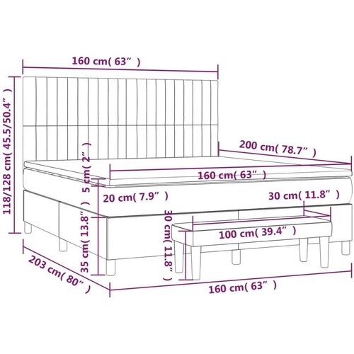 VidaXL Krevet s oprugama i madracem krem 160x200 cm od tkanine Slike