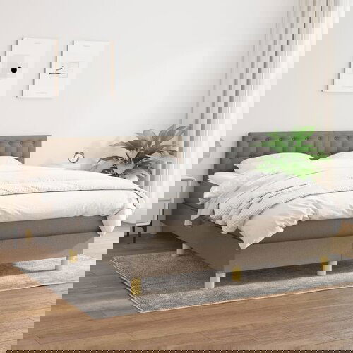 The Living Store Box spring postelja z vzmetnico taupe 140x200 cm blago - Box Spring Postelja, (21513570) Slike