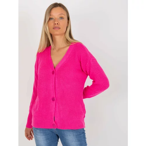 Fashion Hunters Fluo pink cardigan with RUE PARIS button closure