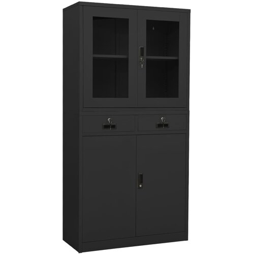  Uredski ormarić antracit 90x40x180 cm čelik i kaljeno staklo Cijene