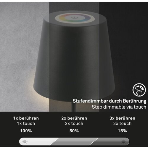 BRILONER 7507015 - LED RGBW prigu&amp;scaron;iva punjiva stona lampa LED/2,5W/5V IP44 antracit Slike