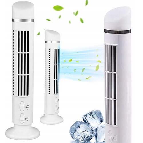  Stolpni namizni ventilator USB 38cm LED bel Cene
