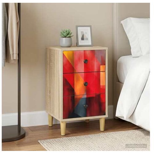 VidaXL Noćni ormar HEESCH Hrast sonoma 36 x 33 x 60 cm - Tiskanje boja 1 Slike