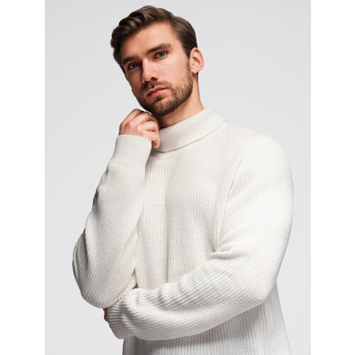 Ombre Men&amp;#039;s sweater with a &amp;quot;v-neck&amp;quot; neckline with a shirt collar - black Slike
