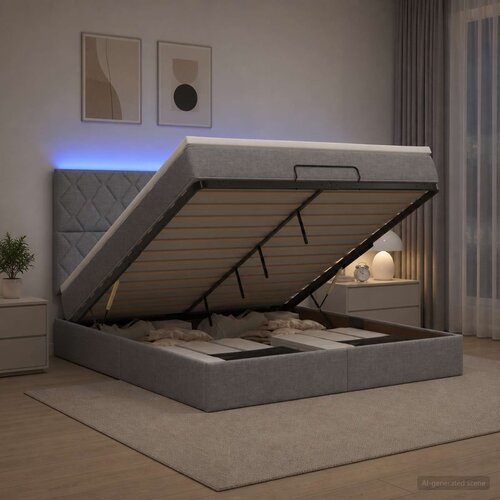  Krevet od pjene s madracem i LED-om Svjetlosiva 140 x 190 cm Cijene