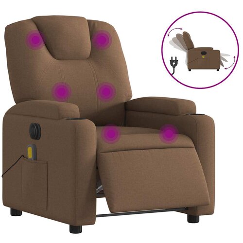 Maison Chic Električni masažni naslanjač - Relax naslanjač rjavo blago, (22042573) Slike