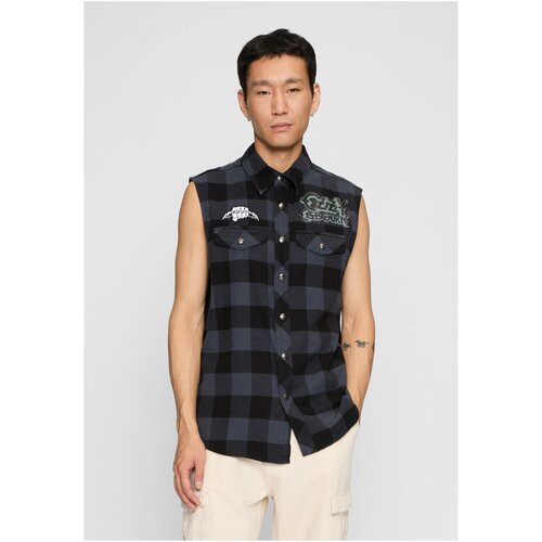 Brandit Men&amp;#039;s sleeveless shirt Ozzy Checkshirt sleeveless black/gray Slike