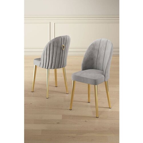 Hanah home Mara - Grey, Gold GreyGold Chair Set (2 Pieces) Cene