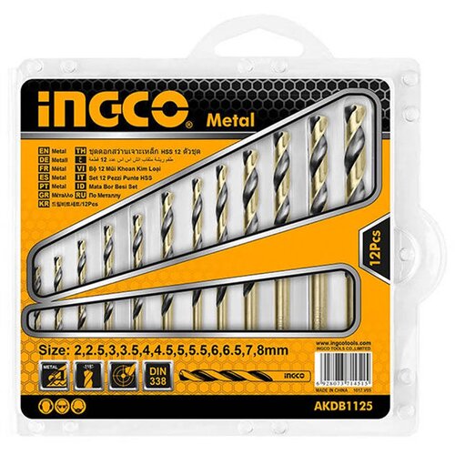  Svrdlo HSS twist 12kom set - AKDB1125 INGCO DIN 338 Slike