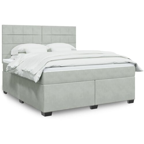 vidaXL Box spring postelja z vzmetnico svetlo siva 180x200 cm žamet Cene