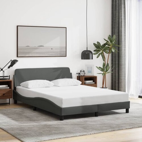  The Living Store Posteljni okvir brez vzmetnice temno siv 140x190 cm blago - Posteljni Okvir, (21450477) Slike
