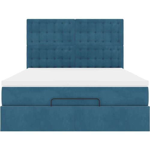 VidaXL otomanski krevet s madracima&amp;amp;led tamnoplavi 140x190cm bar&amp;scaron;un Slike