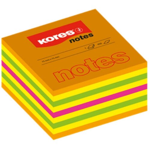 Kores Blok kocka samoljepljiva 75 x 75 mm, 450 listića u 4 neonske boje, Slike