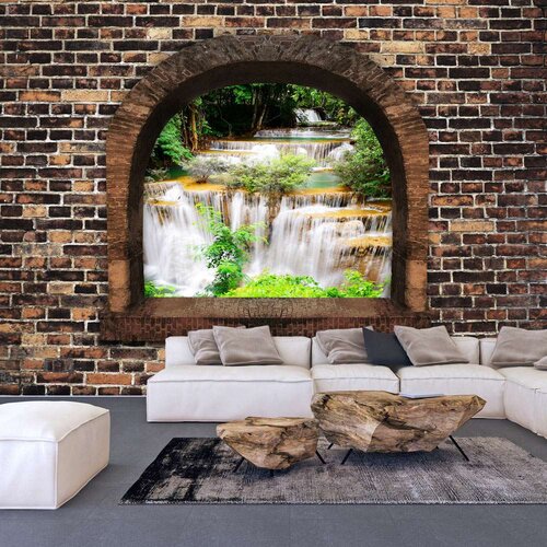  Samoljepljiva foto tapeta - Stony Window: Waterfalls 98x70 Cijene