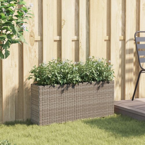  Vrtna sadilica s 2 posude siva 90 x 20 x 40 cm od poliratana Slike
