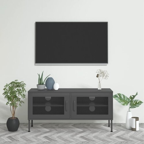 The Living Store TV omarica antracitna 105x35x50 cm jeklo - TV Omarica, (21375013) Slike