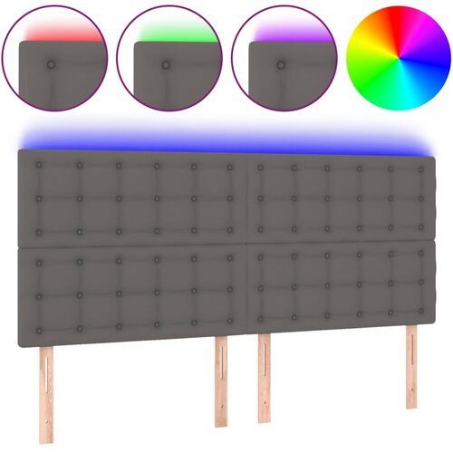 Maison Chic led posteljno vzglavje - vzglavna omarica - nočna omarica sivo 200x5x118/128 cm umetno usnje, (21712698) Slike