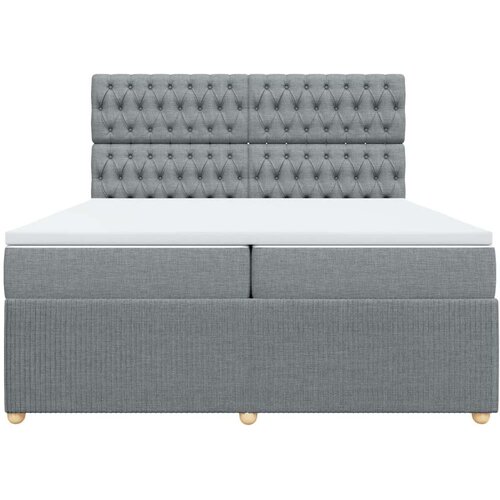 VidaXL Krevet s oprugama i madracem svjetlosivi 200 x 200cm od tkanine Slike