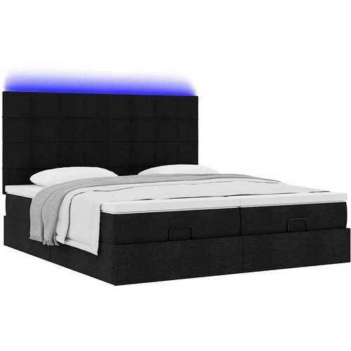 VidaXL Otomanski okvir kreveta s madracima crni 180x200cm od tkanine Slike